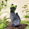 Flocked Sitting Cat Sculpture - Resin Craft Decorative Figurine, Garden Decoration, Horticultural Ornament