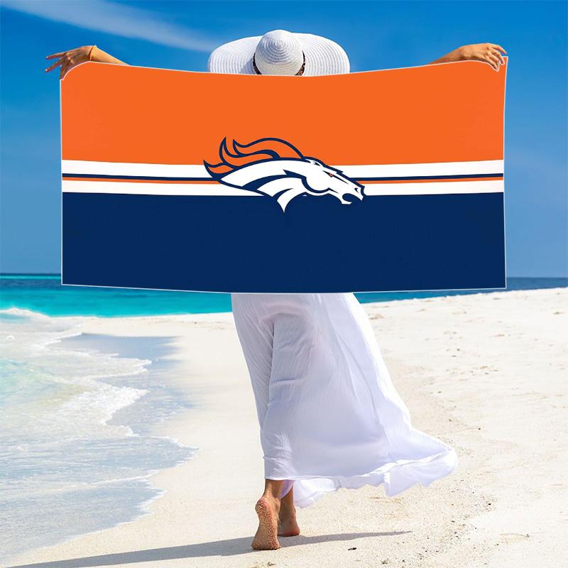 Denver Broncos Print Beach Towel, Large Soft Quick Dry Towel for Beach Camping Swimming
