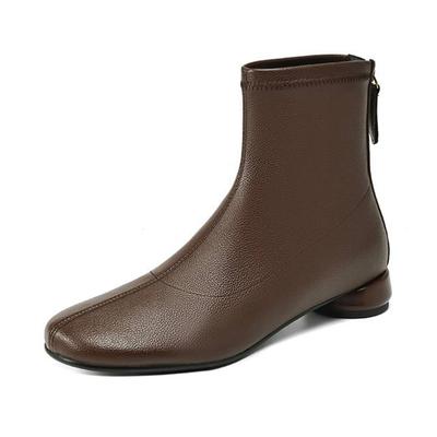Microfiber Winter Low Heels Chelsea Boots Women Zipper Size 43 Street Wear Daily Wear Ankle Boots
