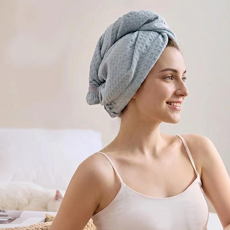 Ultra Absorbent Quick Dry Hair Towel Cap Women Thick Microfiber Bath Hat Long 26x65cm
