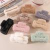 Winter Plush Square Hair Claw for Women Korean Elegant Acrylic Hairpins Faux Fur Hair Clip Girls Barrette Crab Hair Accessories