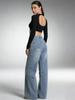 European and American Retro Women's Wide-Leg Mid-Waist Jeans
