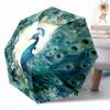 Peacock Feather Mandala Art Outdoor Automatic Umbrella Compact 8-Rib Weight Sturdy Construction Durable Everyday Carry Umbrella