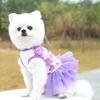 Dog Princess Dress Flower Printing Multi-layer Net Yarn Cotton Round Neck Teddy Wedding Skirt for Summer