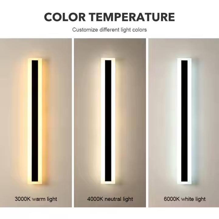 AB Factory IP65 Modern Outdoor Wall Lamp Exterior Linear Strip Wall Lamp Warm White Garden Sconce Long LED Wall Light