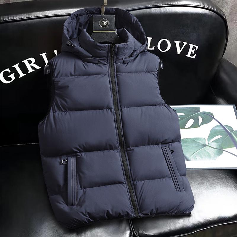 

Unisex Plus Size Hooded Windproof Cotton Vest for Autumn/Winter - Warm, Loose, and Trendy Workwear. XXL темно-сірий