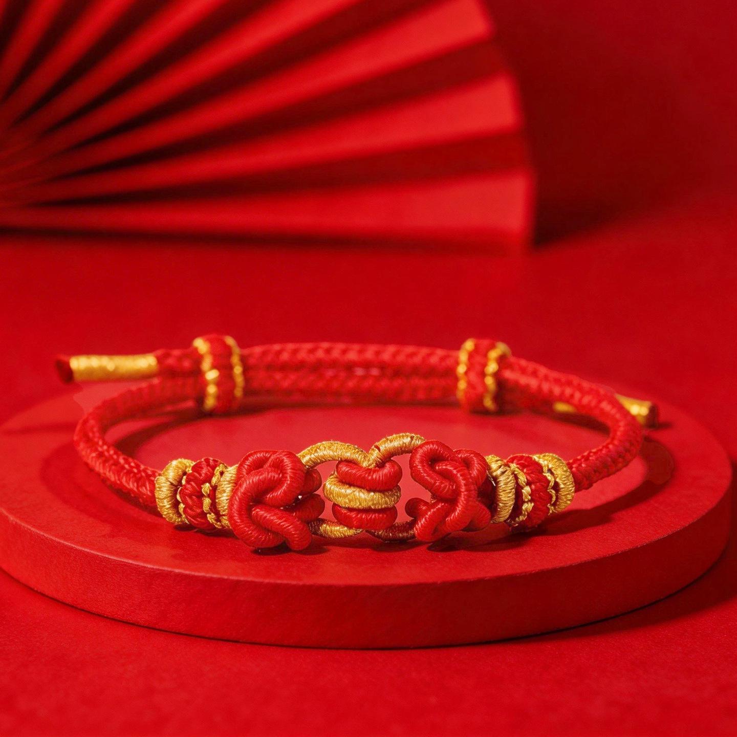 Handmade Red String Saddle Knot Bracelet: Good Luck & Success, Unisex Year of the Horse Gift