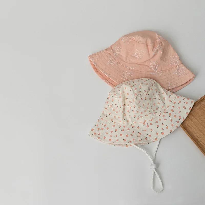 Korean Sweet Baby Girl Bucket Hat Spring Baby Boys Girls Sun Hat Cute Star Wide Brim Infant Toddler Kids Fisherman Panama Cap