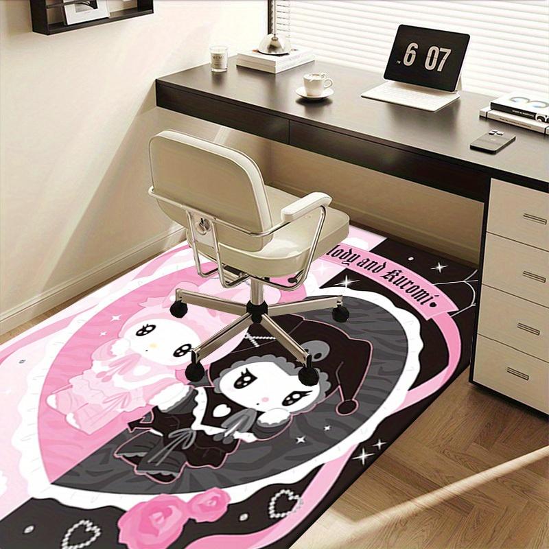 1pc My Melody and Kuromi Cute Cartoon Character Office Desk Mat Under Chair Rug Gift Universal Anti-Slip Floor Mat for Home Decorative Carpe