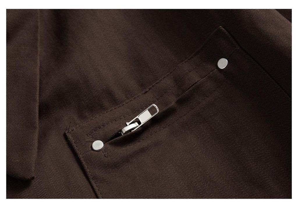 CROWD CITY Men's Cotton Workwear Jacket, Niche Design & Slanted Placket for Spring/Autumn, Y669