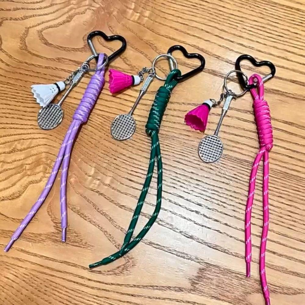 Trinket Badminton Couple Keyring Anti-Lost Knot Keychain Handmade Braided Rope Bag Pendant  Girls
