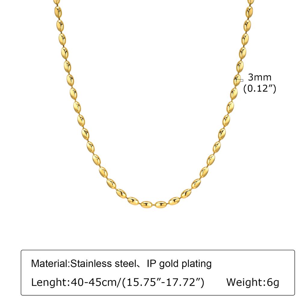 Women's Fashion Rugby Beads Chain Chokers Necklaces, Gold Color Stainless Steel Collar Necklace Gifts Jewelry To Girls Lover