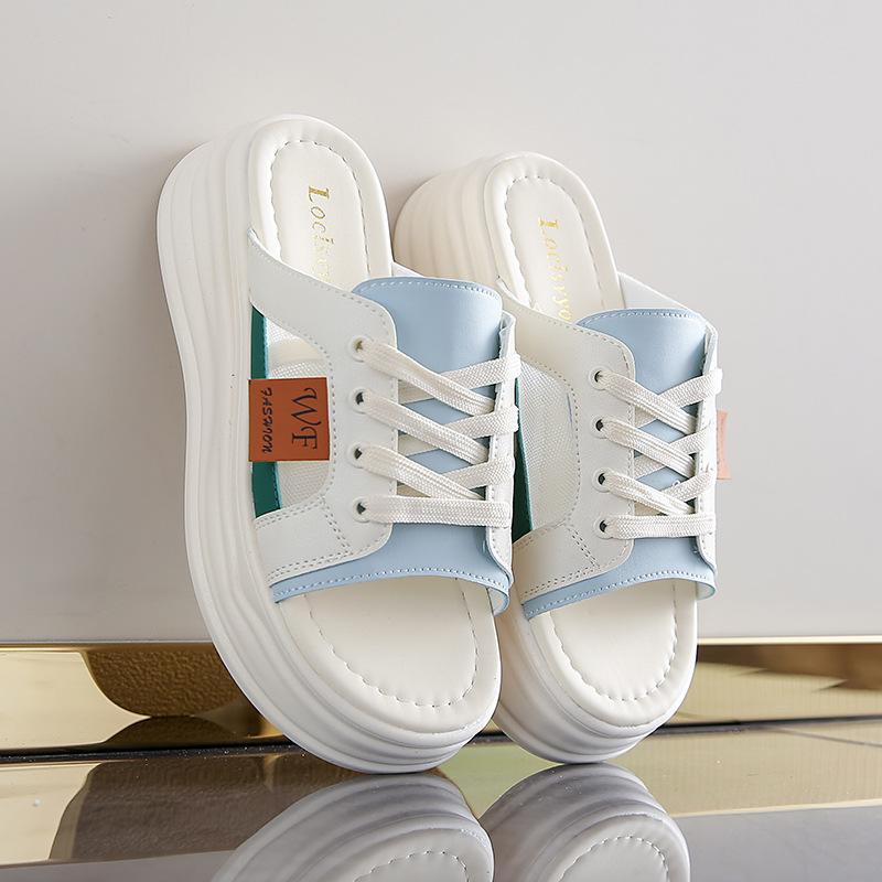 2025 summer new half slippers women's outer shoes casual one-pedal lazy thin-soled white shoes women