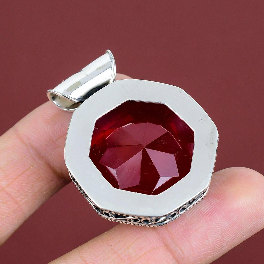 Faceted Mozambique Garnet Pendant Handmade Gemstone Jewelry 925 Sterling Silver Pendant Latest Design Pendant Vintage Pendant Gifts For Her