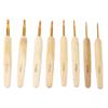 8pcs Crochet Hooks Alumina Needle Bamboo Handle Golden Weaving Tools for Handicraft Lovers
