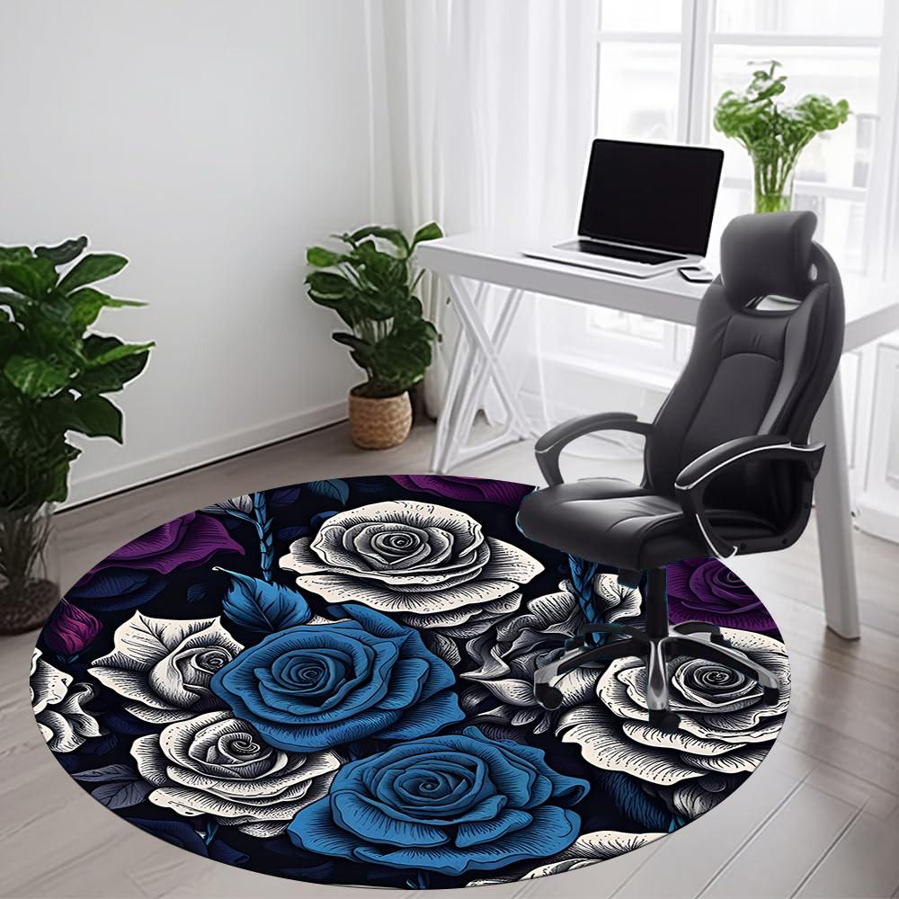 1pc Floral Bouquet Roses Office Round Area Rug, Indoor Mat Suitable ForOffice, Under Office Chairs Bedroom Living Room Home Decor, Room Deco,  N44