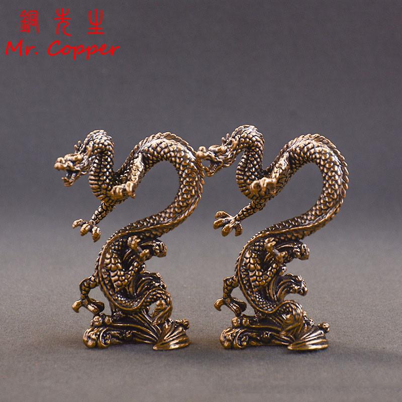 Brass Flying Dragon Figurines Desktop Ornaments Vintage Zodiac Animal Small Statue Home Decorations Crafts Accessories Miniature