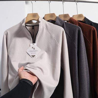 Herren Trendy Sweatshirt mit Stehkragen und halbem Reißverschluss - Leichte Luxus-Acetat-Wollmischung, Einfarbig, Vielseitig für den Herbst