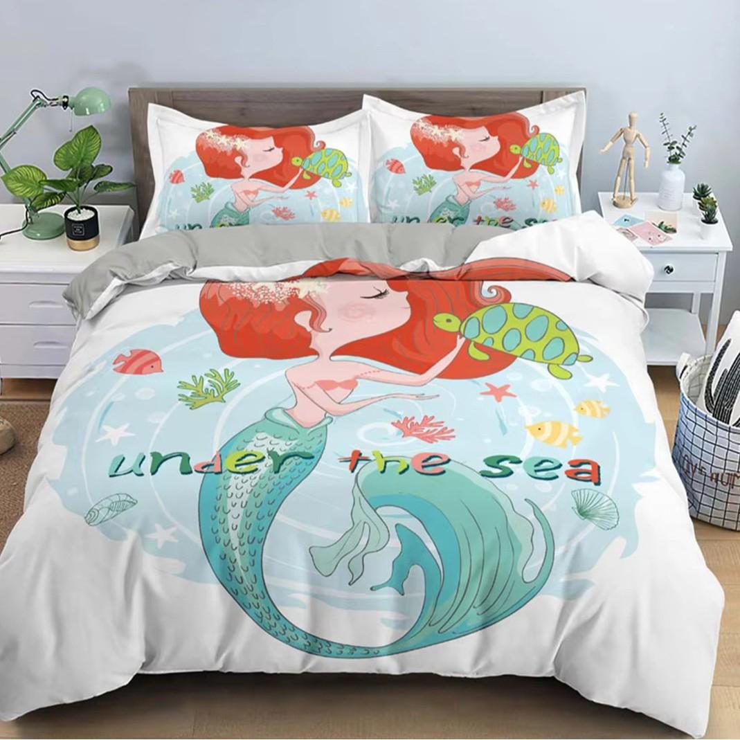 Mermaid Down Comforter Set Bedding Set 3-piece Comforter Cover Set 135*200cm