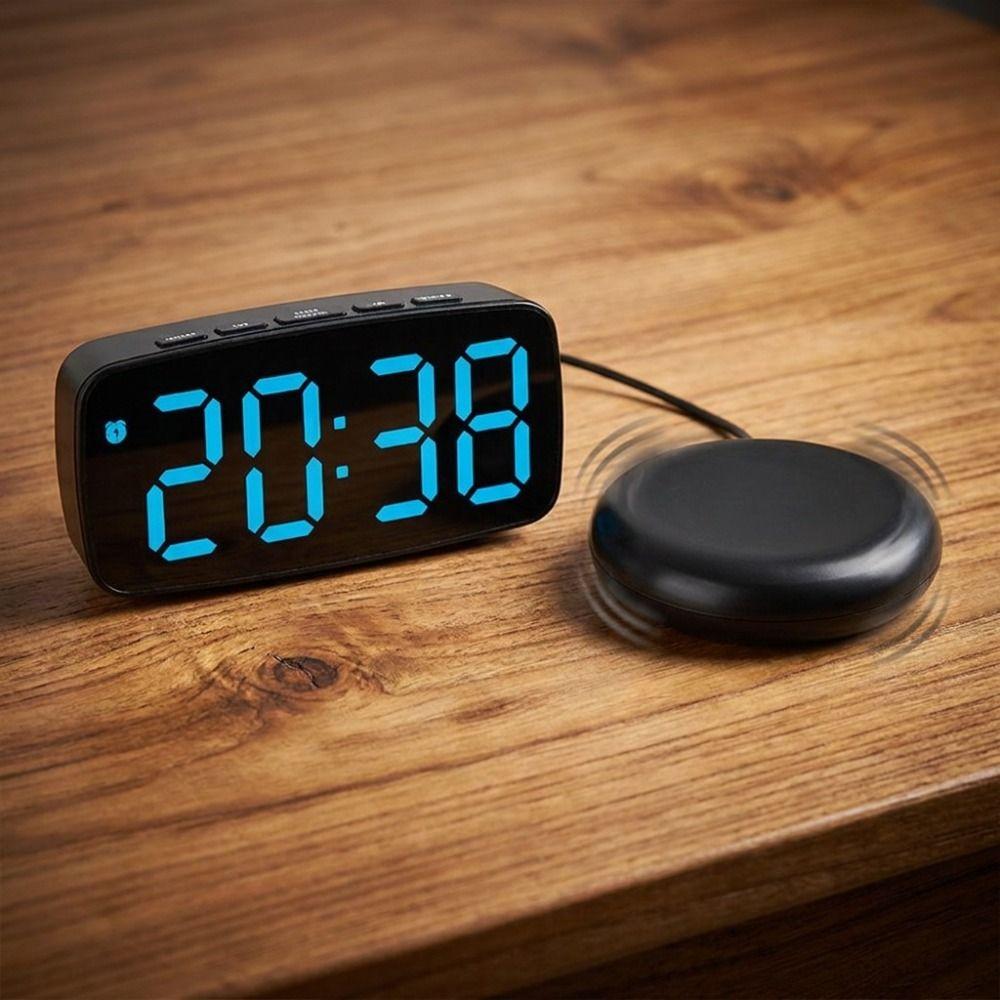 LED Large Screen Electronic Alarm Clock Adjustable Brightness Bedside Clock  Deep Sleeper