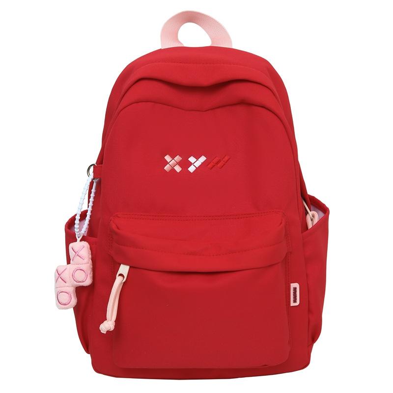 Student Schoolbag Women's Nylon Backpack Lightweight Solid Color Backpack Travel Bag