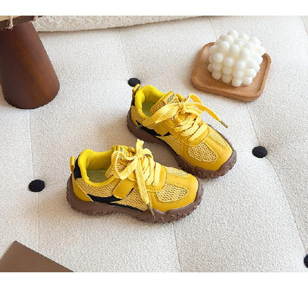 

Children s double-mesh sneakers, new autumn model, breathable dad shoes for girls, soft-soled casual shoes for boys 26 жёлтый