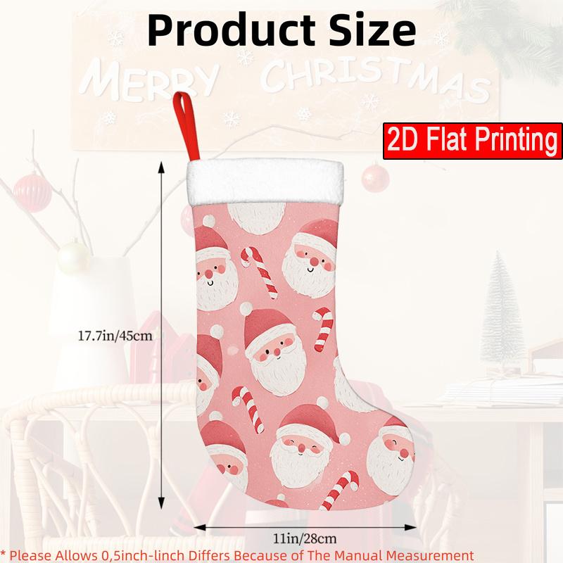 Christmas decoration fireplace hanging stocking1pc, Santa Candy Cane (3) - Pattern Christmas Gift Socks, Chris
