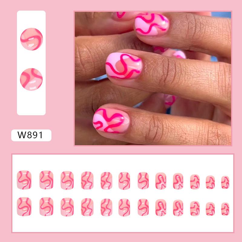 Retro And Elegant Spring And Summer Flower Manicure Fashion European And American Style Almond A Square Nail Piece Finished Product Mixed Batch