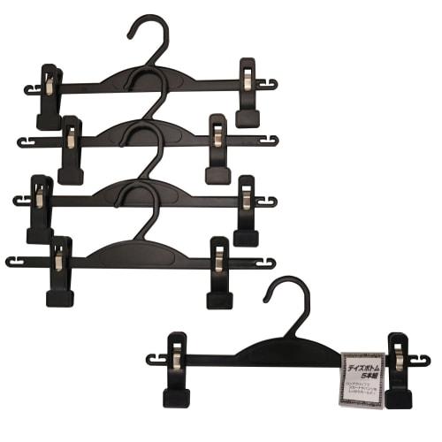 Sawafuji Days Bottom Hangers, Black, 325mm Wide, Set of 5, Made in Japan, for Skirts and Pants, Non-Marking, Space-Saving, with Non-Slip Backing, NDB-