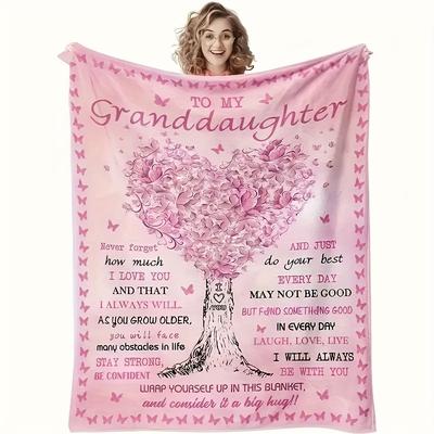 Pink Granddaughter Blanket - Heartfelt Soft Flannel Gift Throw