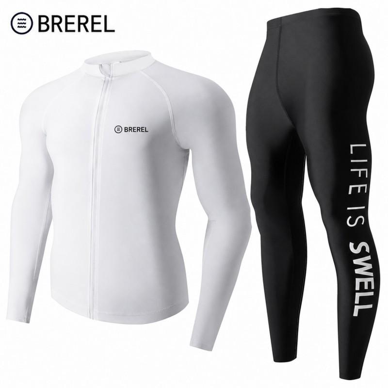 Mens Quick-Dry UV Protection Rash Guard Set Long Sleeve Top Pants Snorkeling Surfing Swimming