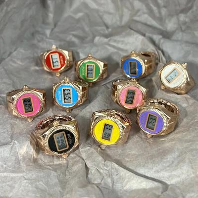 Coppia Orologi Anelli Donne Uomini Cinturino Elastico Mini Orologio Anello Dito
