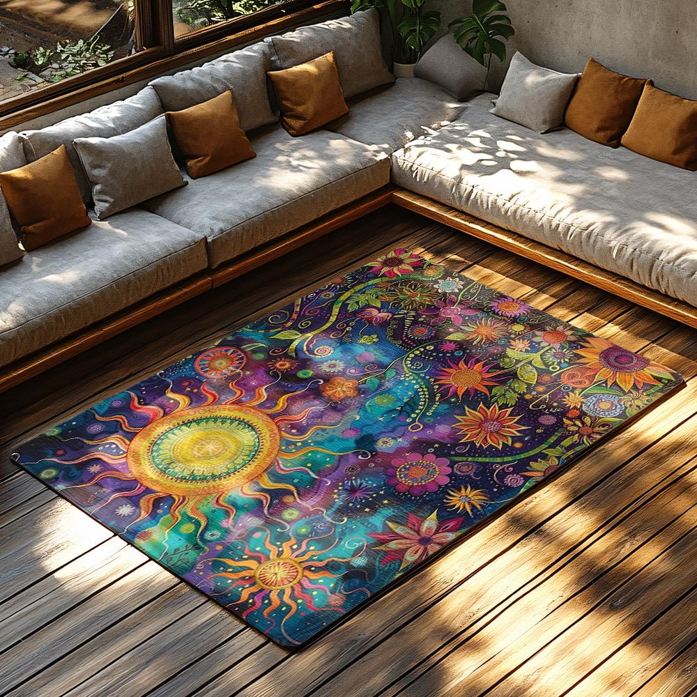 Psychedelic Area Rug Bohemian Carpet Vintage Persian Style Home Decor Living Room Floor Mat Hippie Tapestry Bedroom Rug Gift