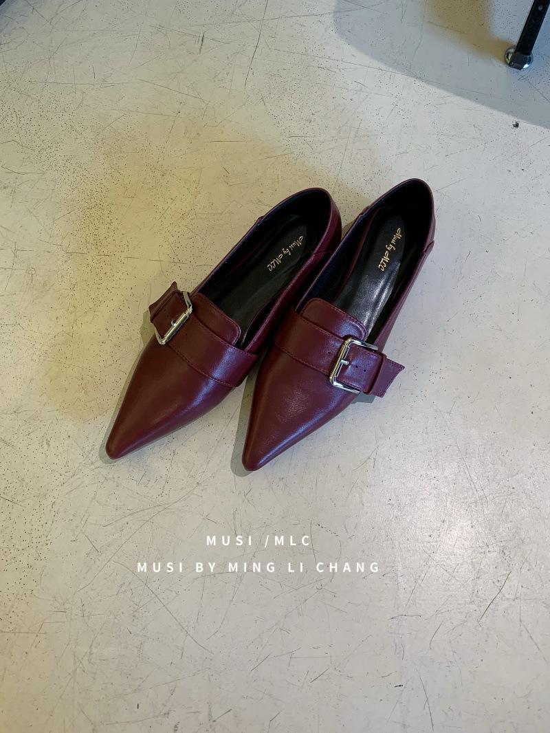 Women s Leather Pointed Toe Low Heel Spring French Style Slip-On Pumps - Elegant for Parties & Office 35