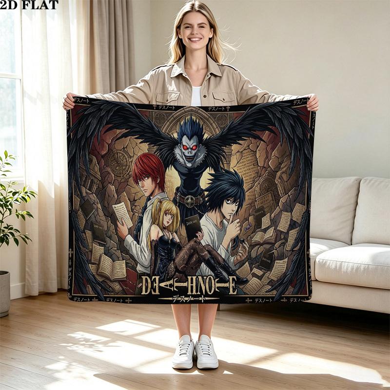 Anime DEATH NOTE Print Flannel Blanket High Quality Warm Comfortable Cover for All Seasons Perfect for Gifts Home Decor