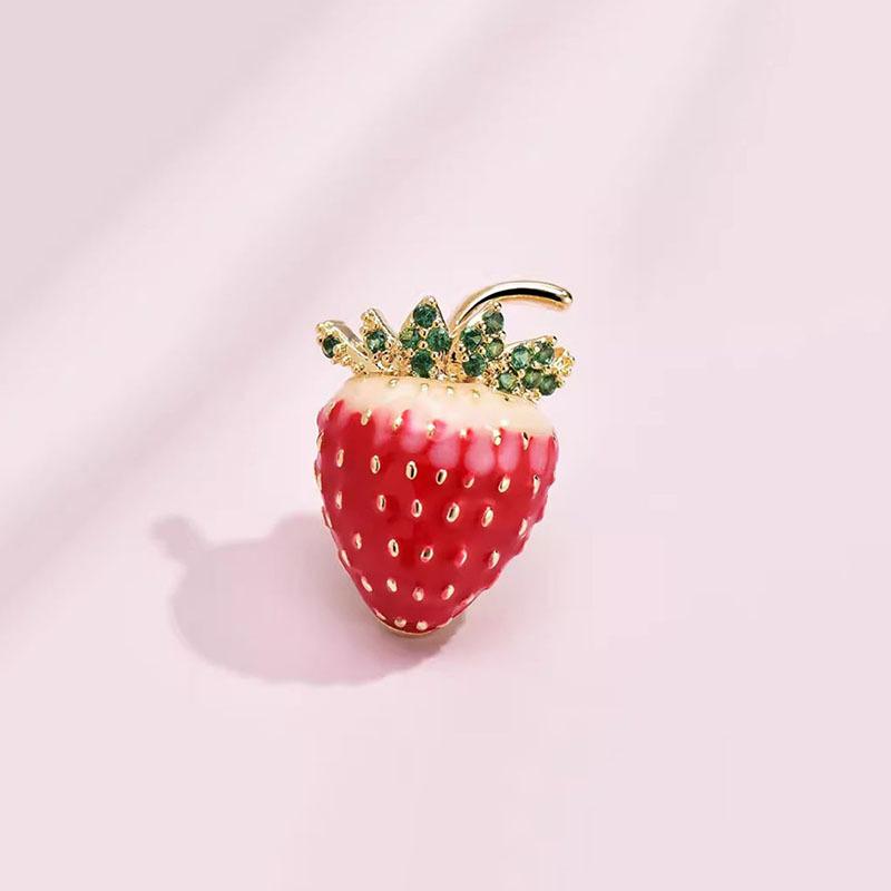 Cute Little Strawberry Brooch, Personalized Fruit Anti-exposure Clasp Collar Pin, Fashionable Accessory