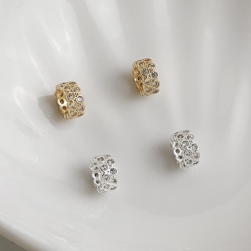 14K Gold Plated Zircon Crown Gear Necklace Beading Material for DIY Jewelry Accessories