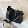Black Soft Leather Large Capacity Female Bag Fashion Casual Commuting One Shoulder Bags Women's Zipper PU Crossbody Purse