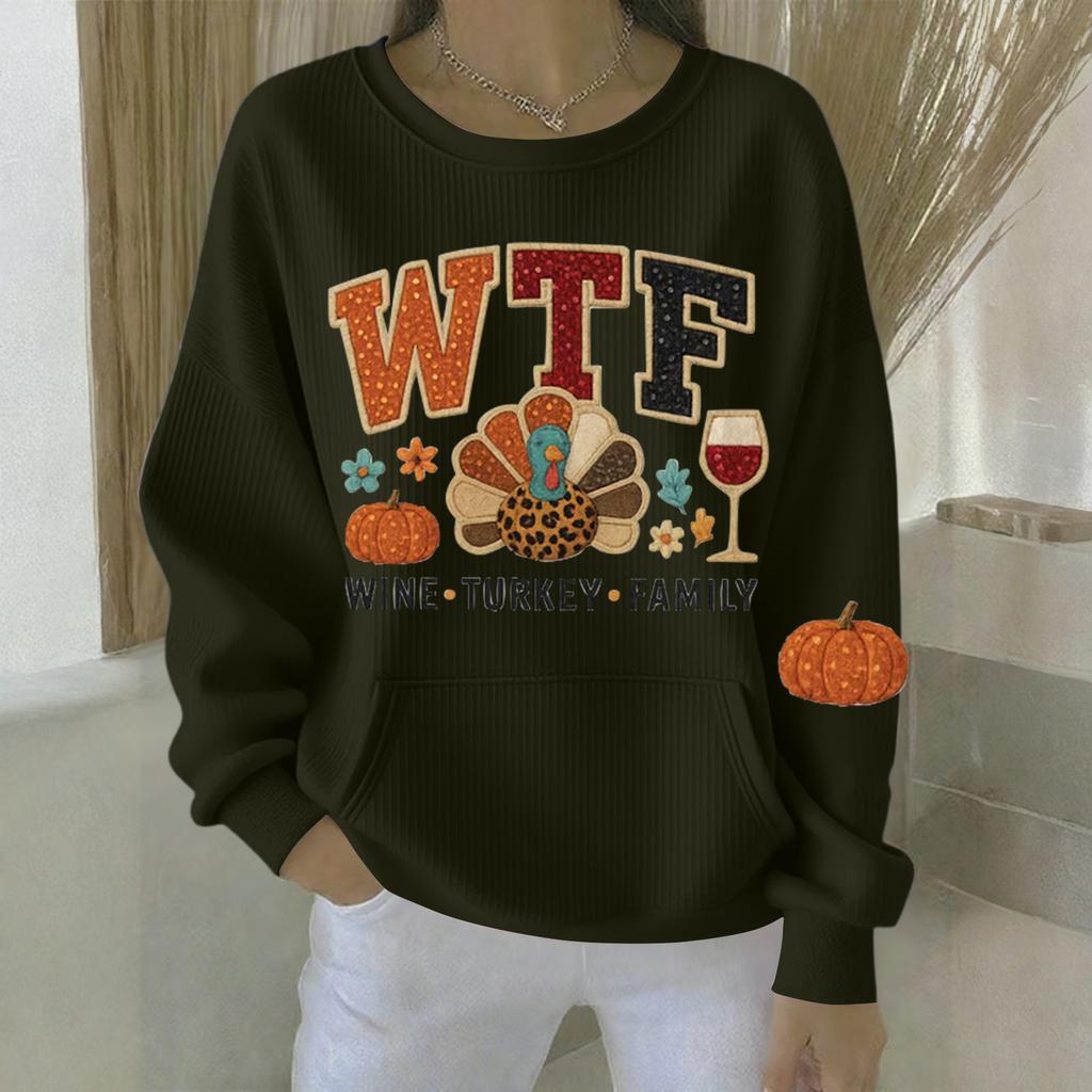 Women's Loose Comfortable Casual And Fashionable Round Neck Christmas Pattern Long Sleeved Sweatshirt