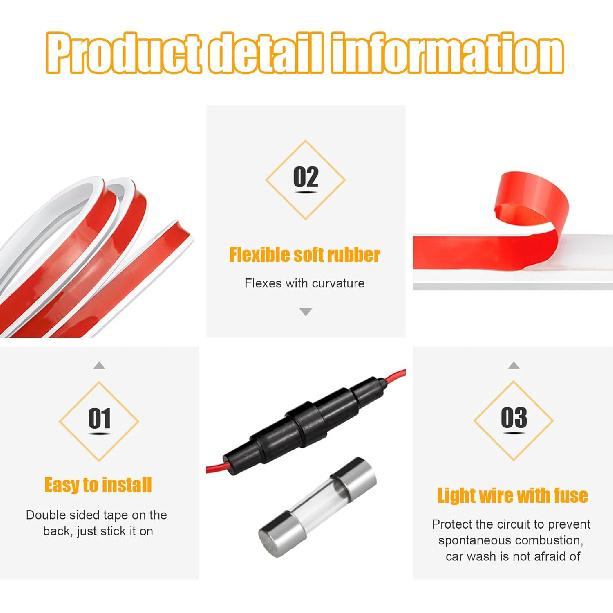 59'' Car Hood Light Strip, Flexible Dynamic Daytime Running Light Strip, Waterproof Auto LED Strip Light With Fuse Protection, Universal Exterior