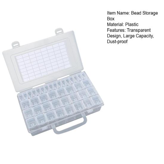 Bead Storage Box Large Capacity Multiple Compartments Transparent Design Rhinestones Painting Storage Container