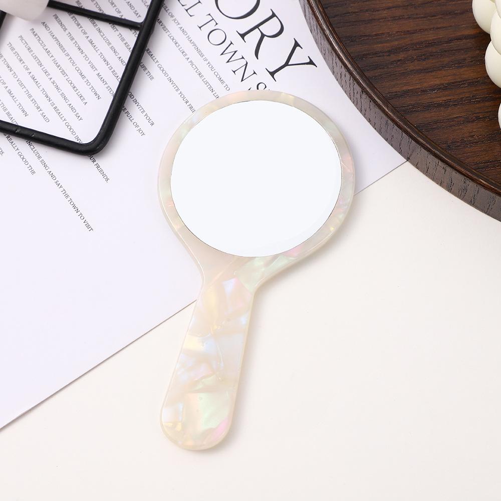 Poignée Acétate Petit Miroir Rond Portable Compact Miroir de Maquillage Miroir à Main pour Retouches Quotidiennes Miroir à Poignée Transfrontalier