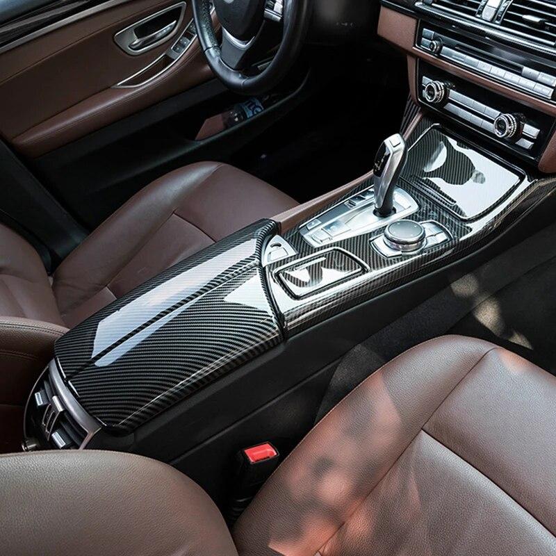 2ks Auto Interiér Loketní opěrka Box Kryt Obložení Samolepky Dekorace Díly Ochrana Příslušenství pro BMW řady 5 F10 F18 2011-17