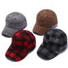 Autumn and Winter Plaid Black and Red Trendy Baseball Cap, Bare Adult Versatile Baseball Hat
