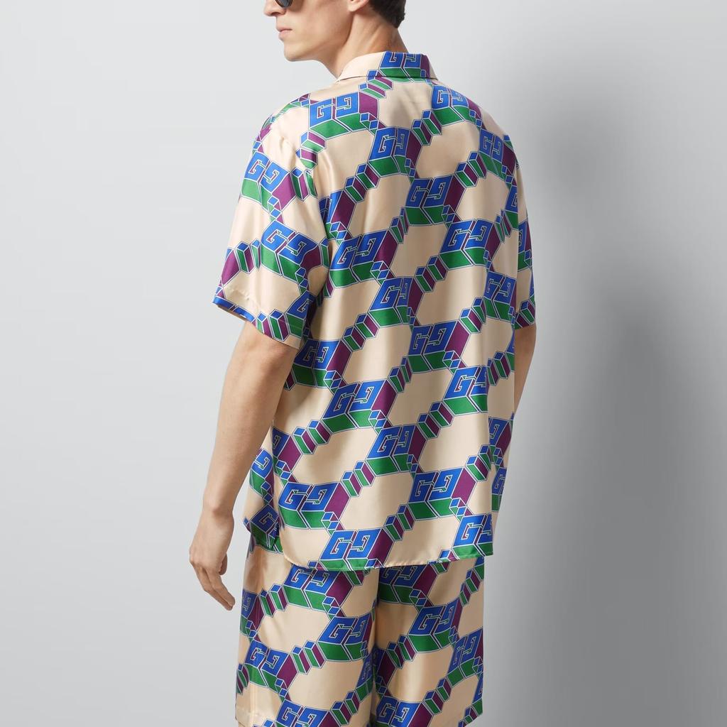GUCCI 3D Gg Print Silk Shirt 770432-ZAPEY-9093