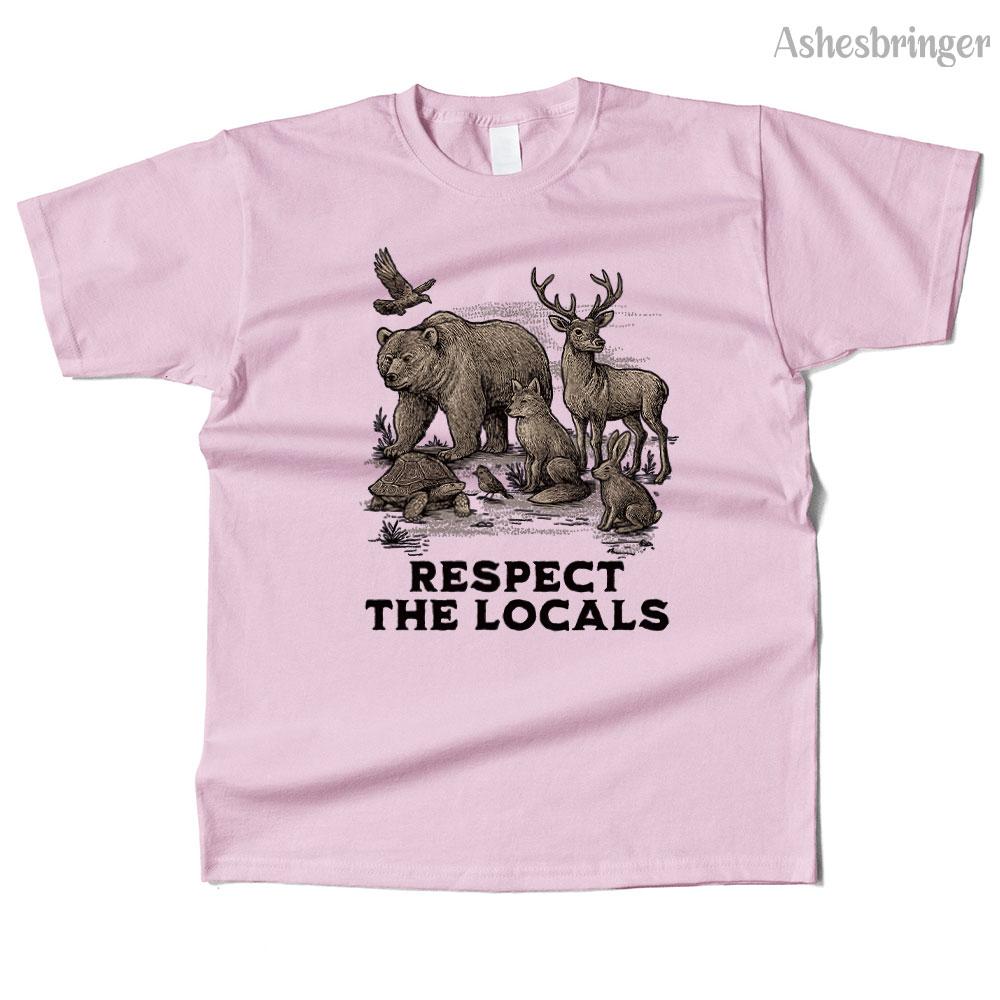 Mens Cotton Respect The Locals Graphic High Quality T Shirt Street Casual Style Tee for Men and Women