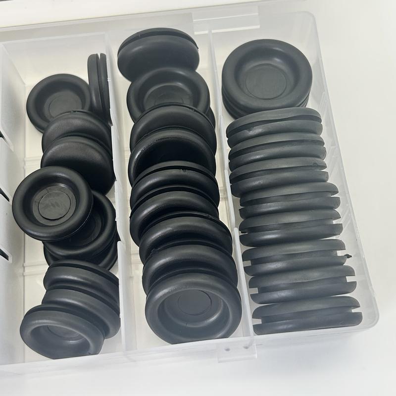 170pcs M7.14/M9.53/M12.07/M15.88/M19.05/M22.23/M25.4 Black Rubber Grommet Hole Plug Assortment Kit Electrical Wire Tools Set