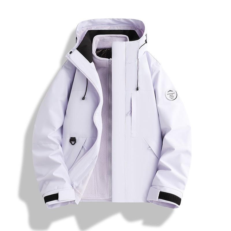 Mens Womens 3-in-1 Removable Hooded Windproof Warm Outdoor Jacket Hiking Camping Fishing Cycling