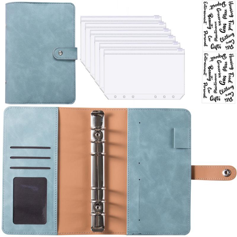 A6 PU Leather Budget Binder Notebook Cash Envelopes System Set,with Binder Pockets for Money Budget Saving Bill Organizer