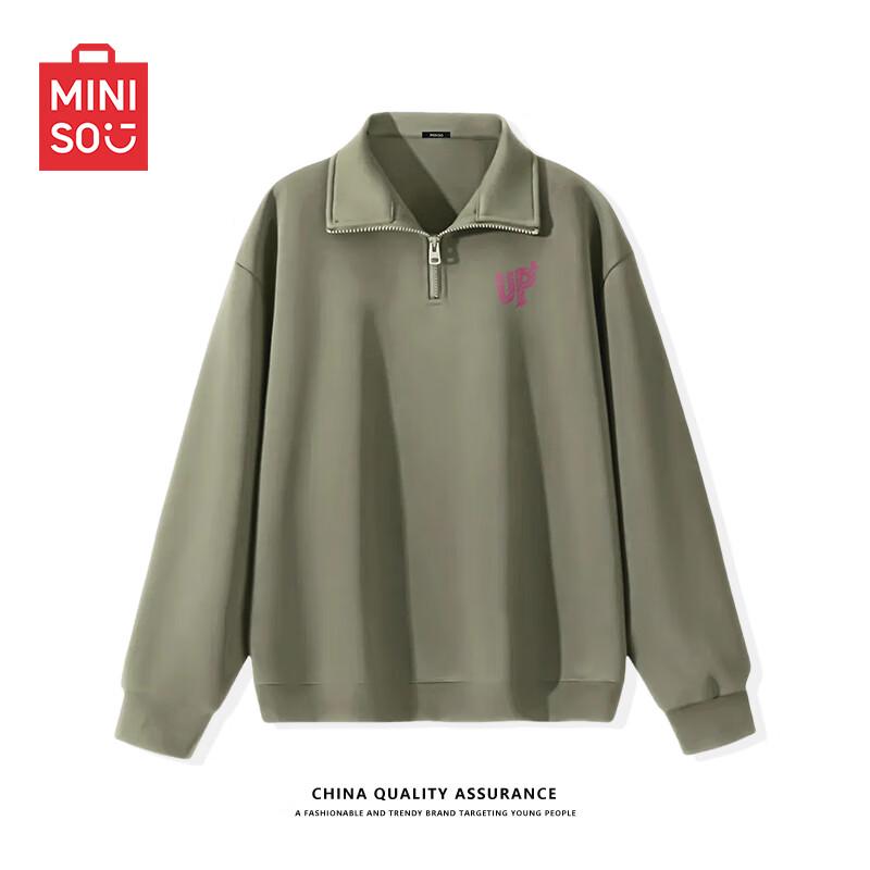 

MINISO Men s Oversized Stand Collar Letter Print Sweatshirt XL